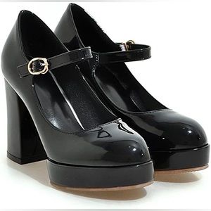 NEW Mary Jane Lolita Platform Chunky High Heel Round Toe Patent Leather Pumps